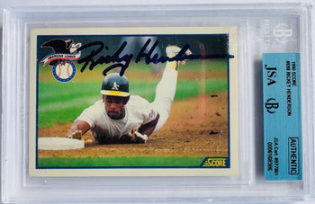 Rickey Henderson Autographed 1990 Score Card #698 (Beckett/Jsa)