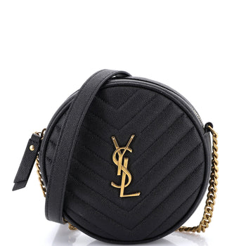 Saint Laurent Vinyle Round Camera Bag Matelasse Chevron Leather