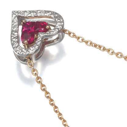 Star Jewelry Necklace Mysterious Heart Ruby 0.18Ct 2Way 18K Wg/Rg