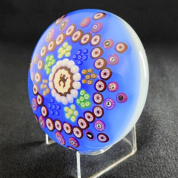 Antique Baccarat Crystal Paperweight 1977 Millefiori Blue Glass Big Size Rare