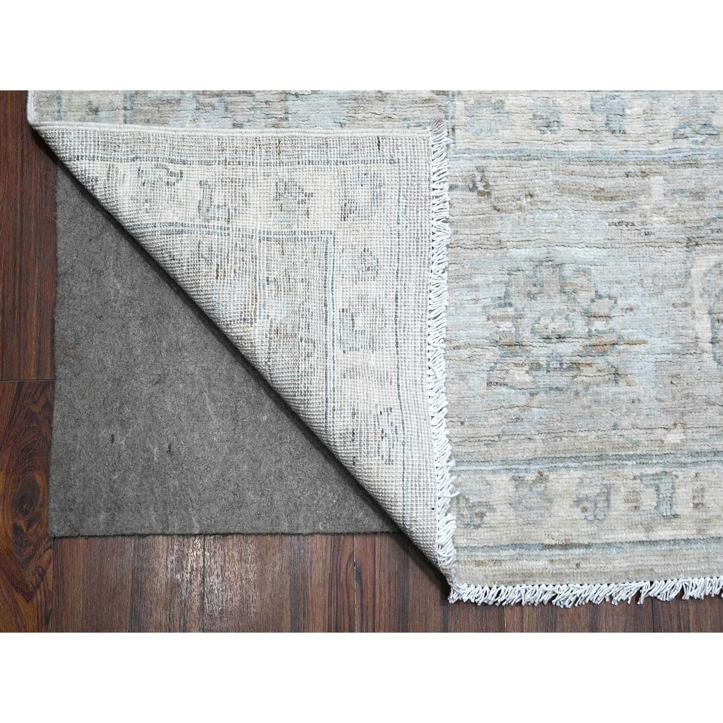 10'X13' Pewter Gray Hand Knotted White Wash Peshawar Wool Oriental Rug