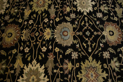 Antique Washed Black Floral Peshawar Rug Osh