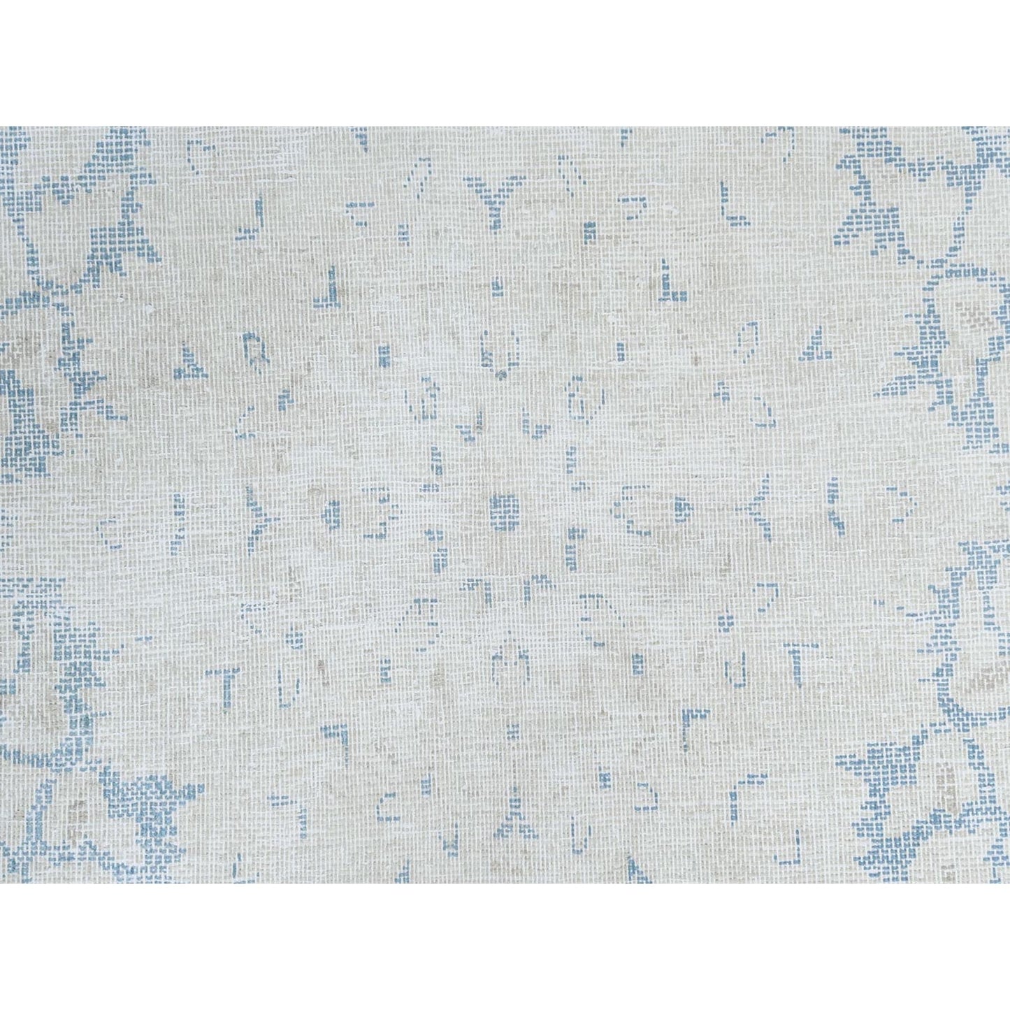 7'2"X10' Blue Old Farsian Hand Knotted Wool Shabby Chic Distressed Rug