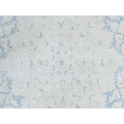 7'2"X10' Blue Old Farsian Hand Knotted Wool Shabby Chic Distressed Rug