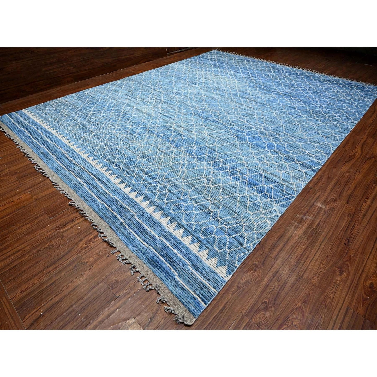 12'X16'1" Alaskan Blue Hand Knotted Moroccan Extra Large Oriental Rug