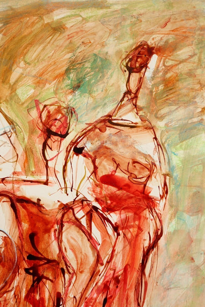 Catherine Poirie Original Acrylic Gouache On Paper Signed 1987 Expressionist