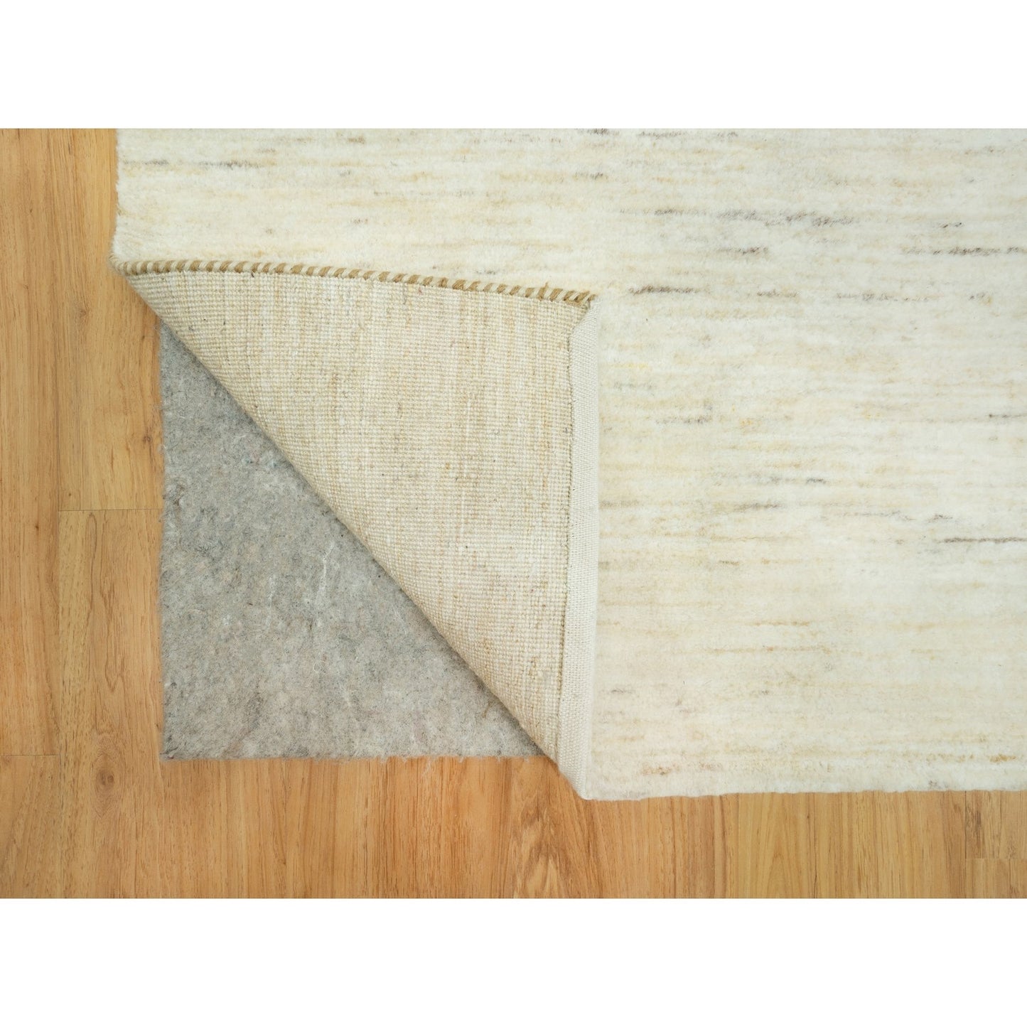 5'1X13'10" White Denser Weave Pure Wool Hand Knotted Wide Oriental Rug