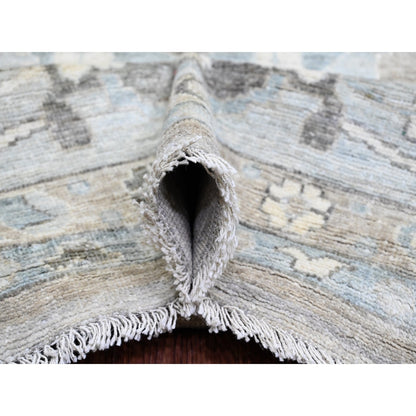14'2"X18'10" Gray Hand Knotted Angora Oushak Afghan Wool Oversized Rug