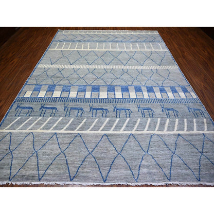 8'9"X11'6" Gray Boujaad Moroccan Berber Design Wool Hand Knotted Rug