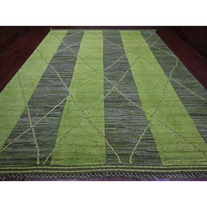 11'7"X14'8" Green Modern Swedish Design And Weave Wool Hand Knotted Rug