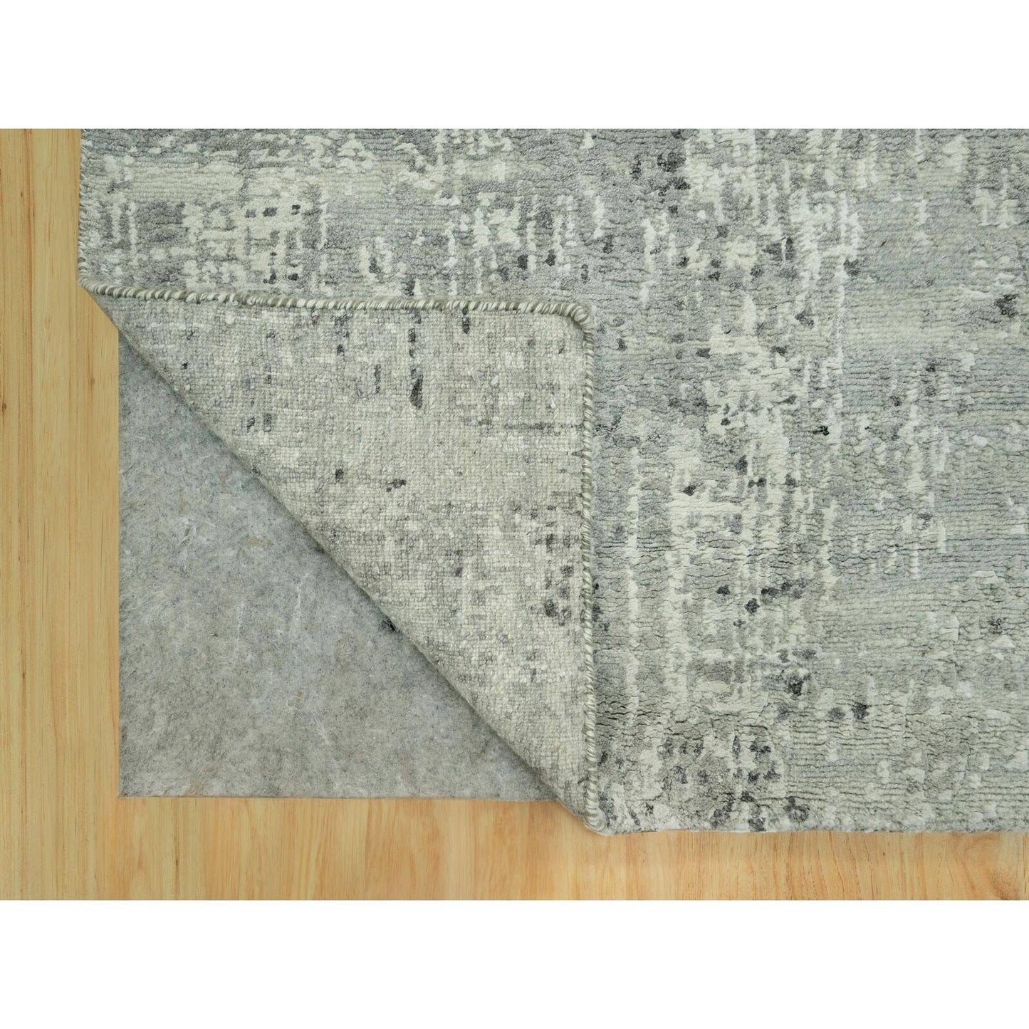 2'6"X31'8" Gray Hand Knotted Hand Spun Undyed Wool Xl Runner Modern Rug