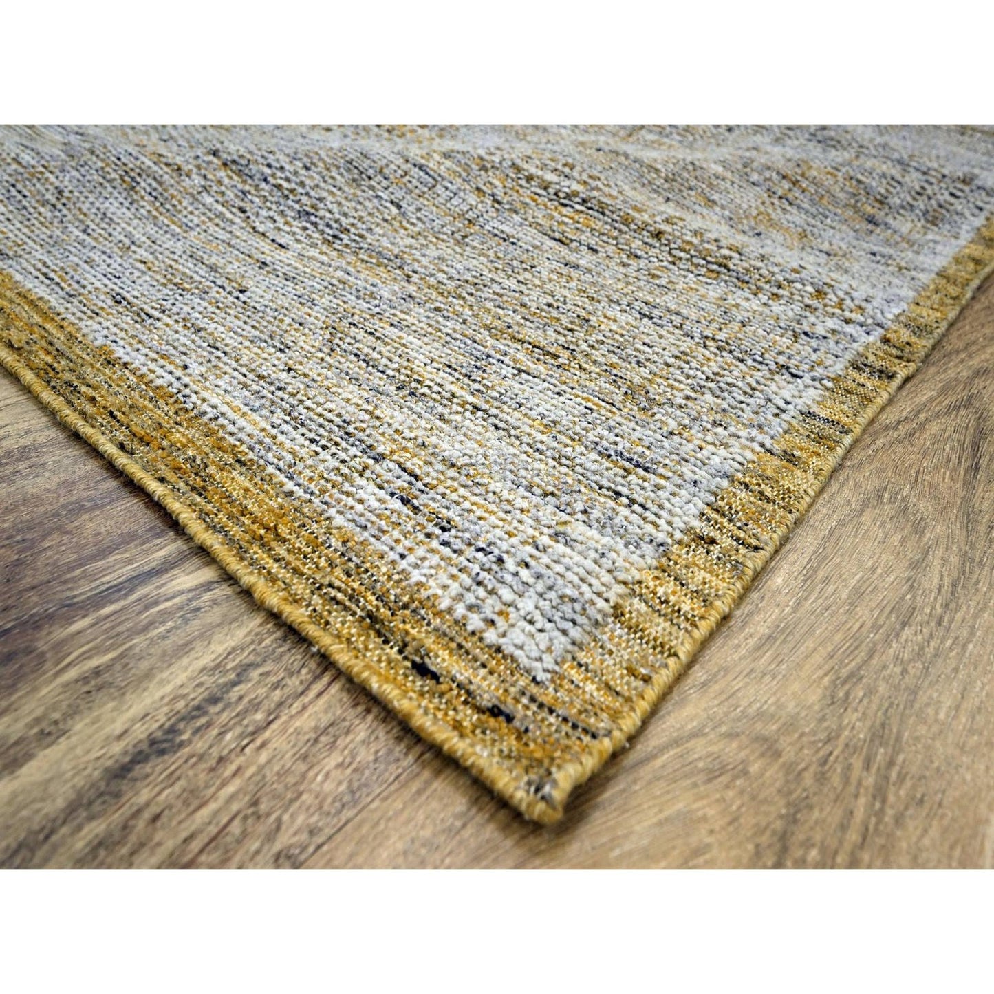 10'X10' Yellow Hand Knotted Rug Oxidized Grass Design Pure Wool Square