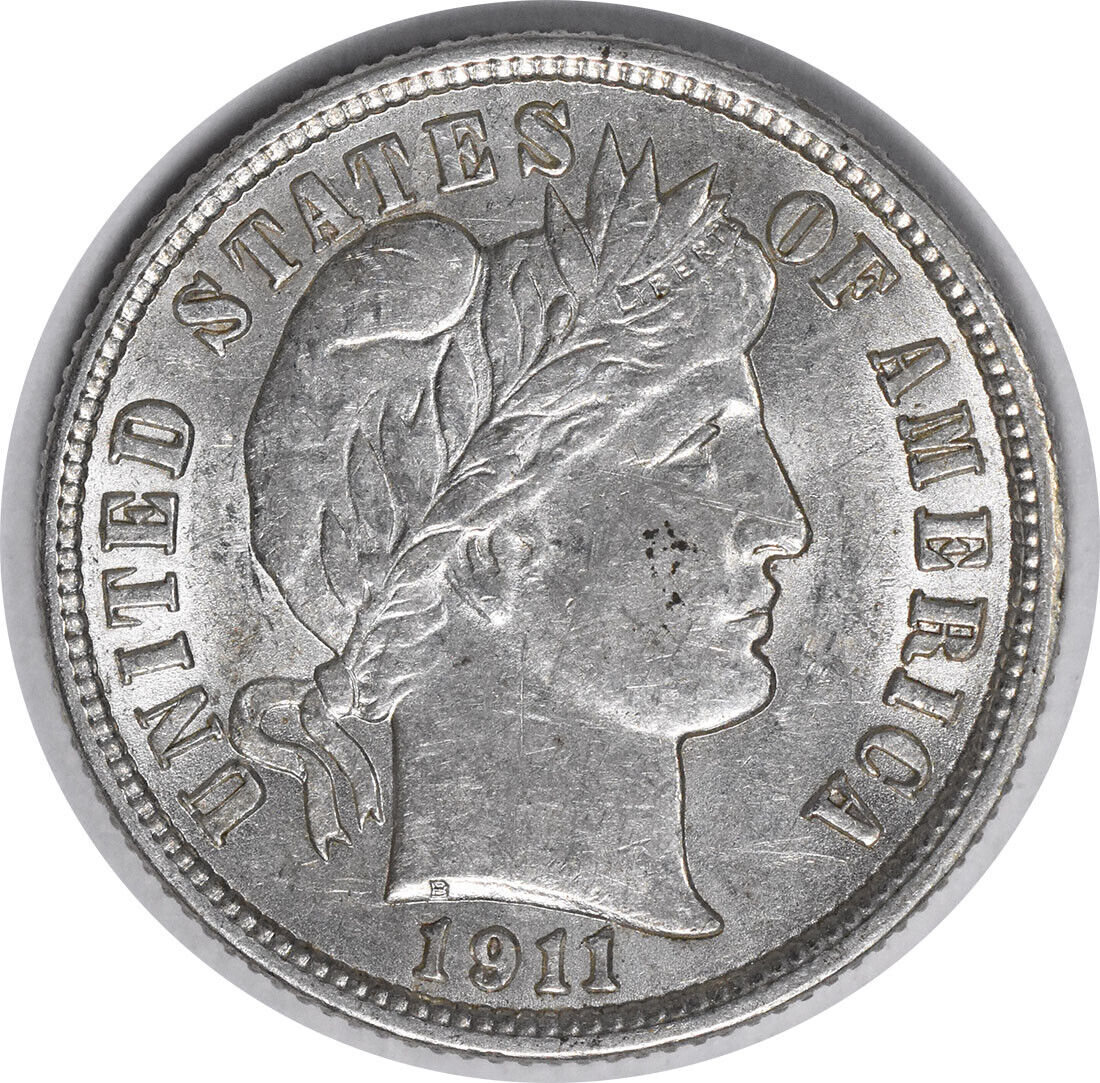 1911-S Barber Silver Dime AU Slider Uncertified