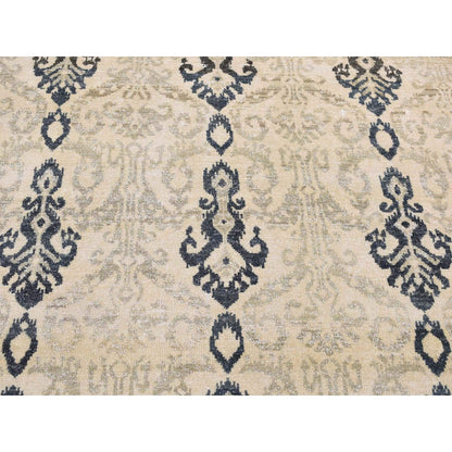 5'10"X8'7" Brown Tone On Tone Ikat Design Pure Wool Hand Knotted Rug