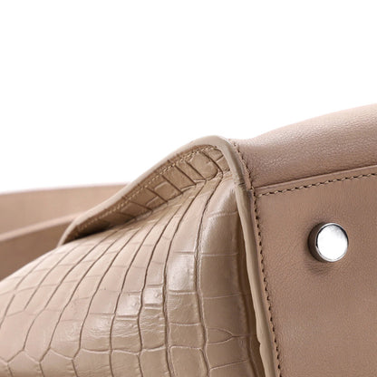 Saint Laurent Monogram Cabas Downtown Leather With Crocodile Embossed Leather