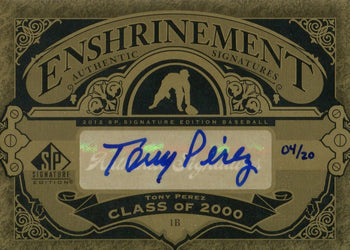 20 Tony Perez 2012 Autographed Card Upper Deck SP Signature Edition 04/