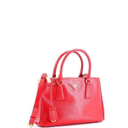 Small Prada Double Zip Lux Tote Vernice Saffiano Leather