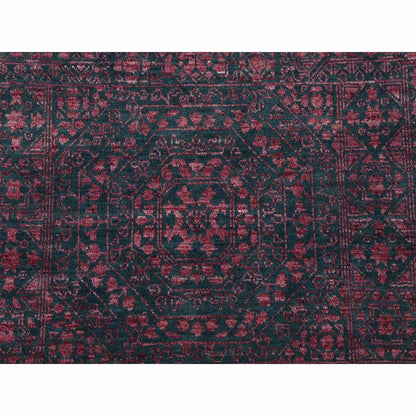 8'X9'9" Dark Green Obscured Mamluk Design Wool And Silk Hand Knotted Rug