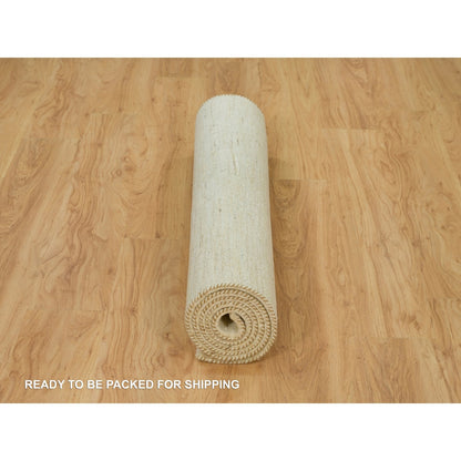 4'X8' Ivory Lori Buft Plain Design Wool Hand Knotted Wide Runner Rug