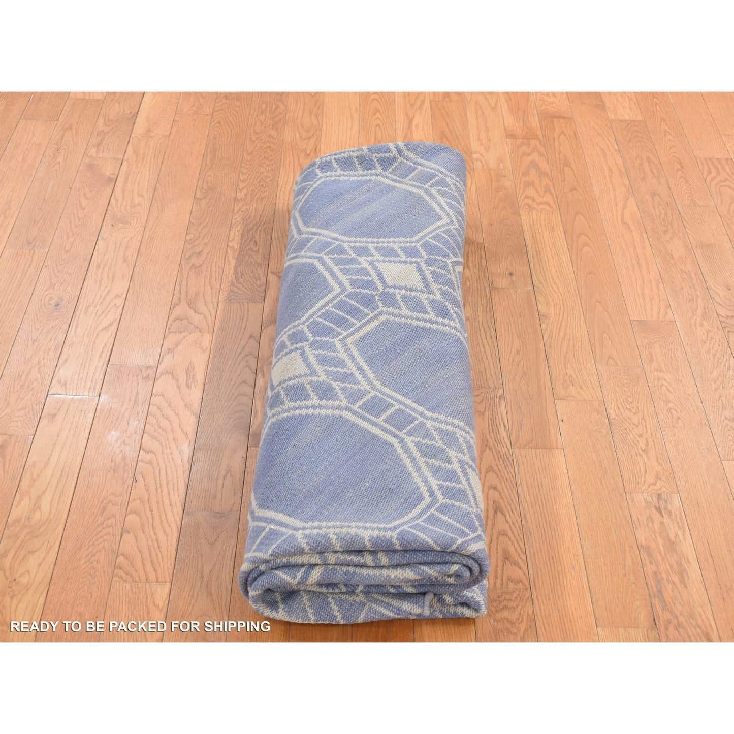 9'8"X9'8" White Wool Hand Woven Flat Weave Kilim Reversible Round Rug