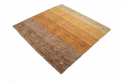 5X5 Ft Square Multicolor Striped Wool Rug