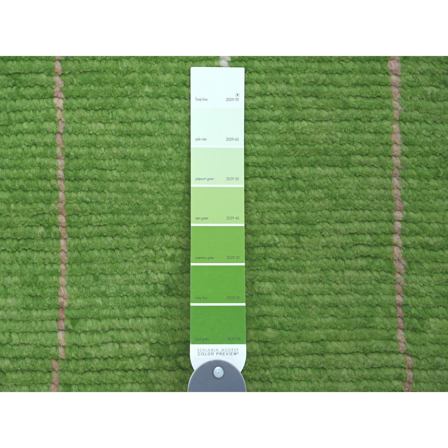 2'5"X9' Green Geometric Moroccan Weave Soft Wool Hand Knotted Runner Rug