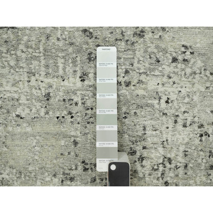 3'X5' Vaporous Gray Undyed Wool Modern Hand Spun Hand Knotted Rug