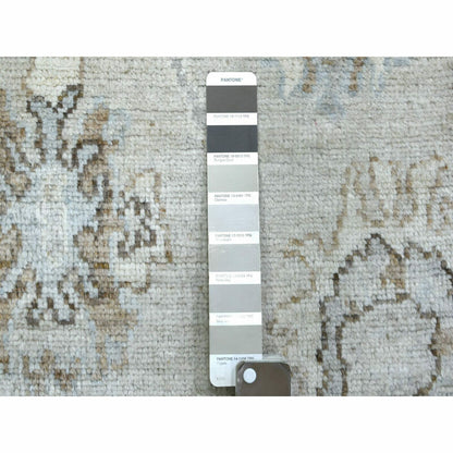 2'10"X13'9" Light Gray Angora Ushak Afghan Wool Hand Knotted Runner Rug