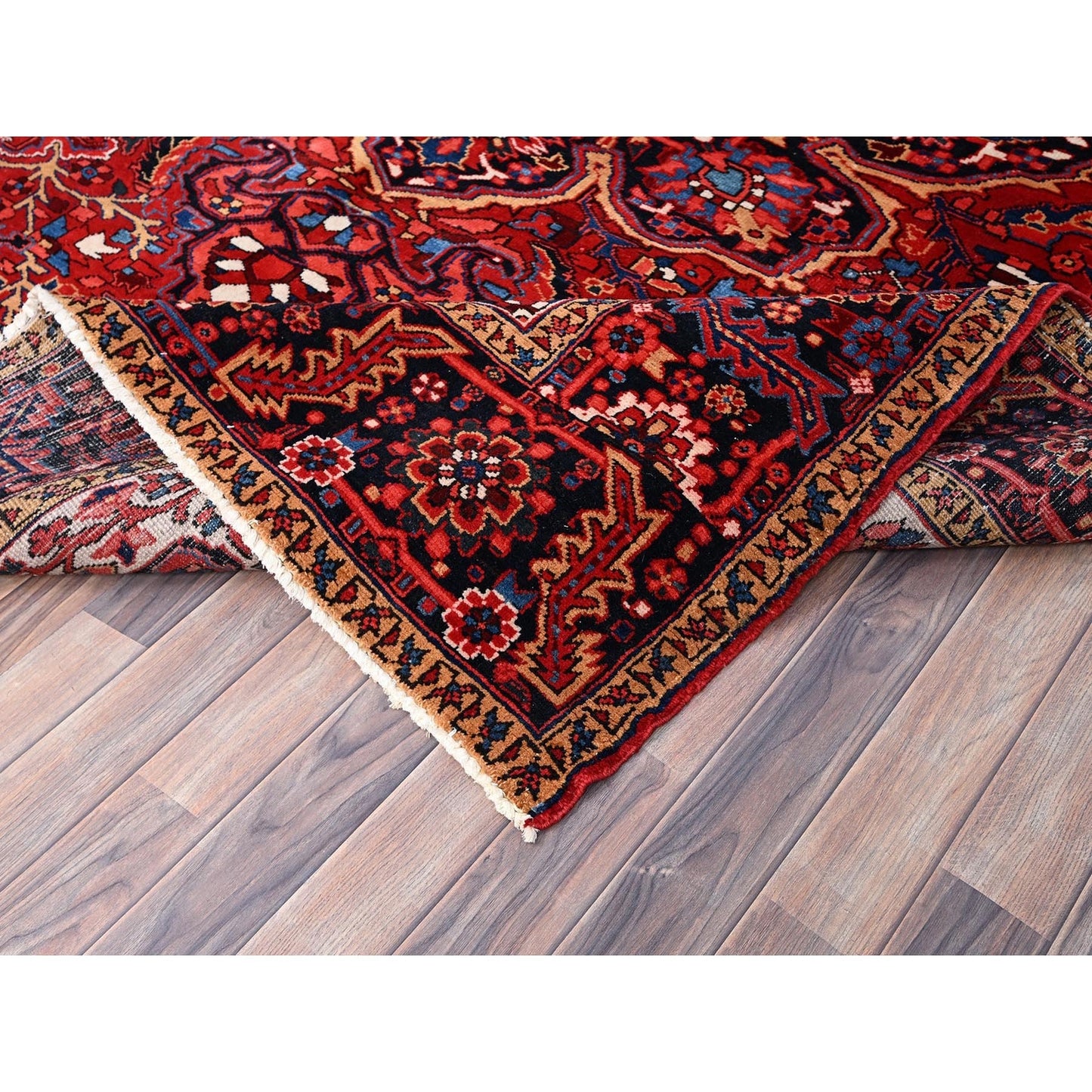 7'10"X10'8" Red Natural Wool Hand Knotted Zoroastrian Antique Heris Rug