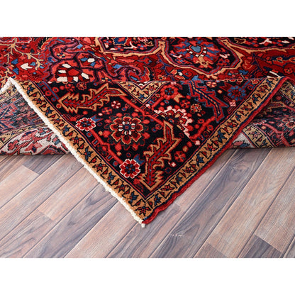7'10"X10'8" Red Natural Wool Hand Knotted Zoroastrian Antique Heris Rug