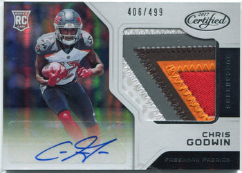 Chris Godwin Autographed 2017 Panini Certified Freshman Fabrics 5 Color Patch Rc