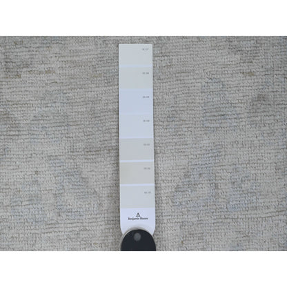 2'8"X7'10" White Hand Knotted Afghan Angora Oushak Pure Wool Runner Rug