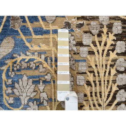 12'2"X12'2" Gold Brown Silk With Wool Hand Knotted Saroogh Square Rug