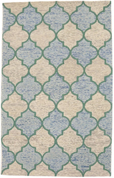 Contemporary Modern Wool Carpet 5x8 ft Multicolor Trellis Design Rug