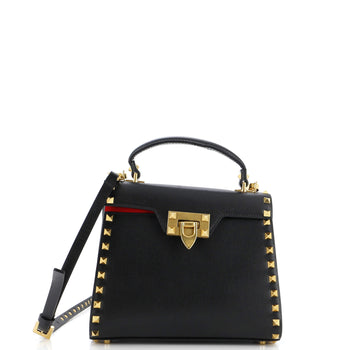 Valentino Garavani Rockstud Alcove Flip Lock Top Handle Bag Leather Small