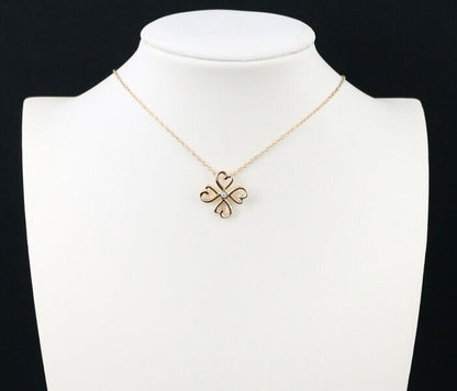 Tiffany&Co. Necklace Diamond Loving Heart Clover 18K 750 Rose Gold