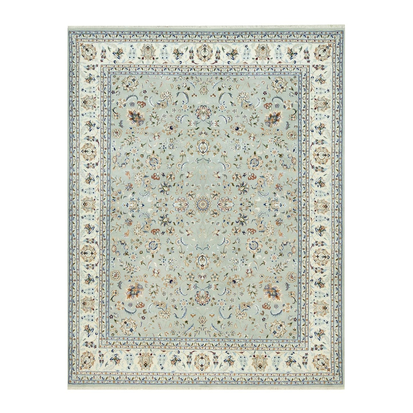 7'9"x10'3" Gray Nain Design Wool Hand Knotted Oriental Rug