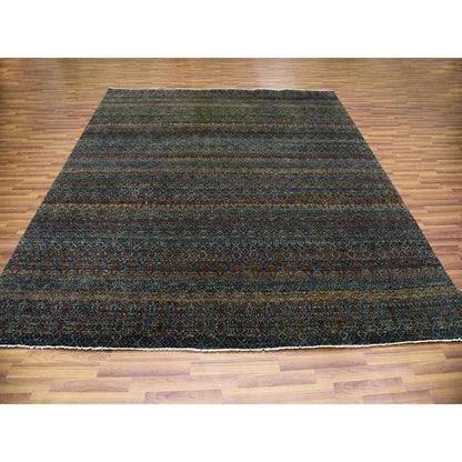 10'X10' Brown Hand Knotted Kohinoor Herrita Design Plush Wool Square Rug