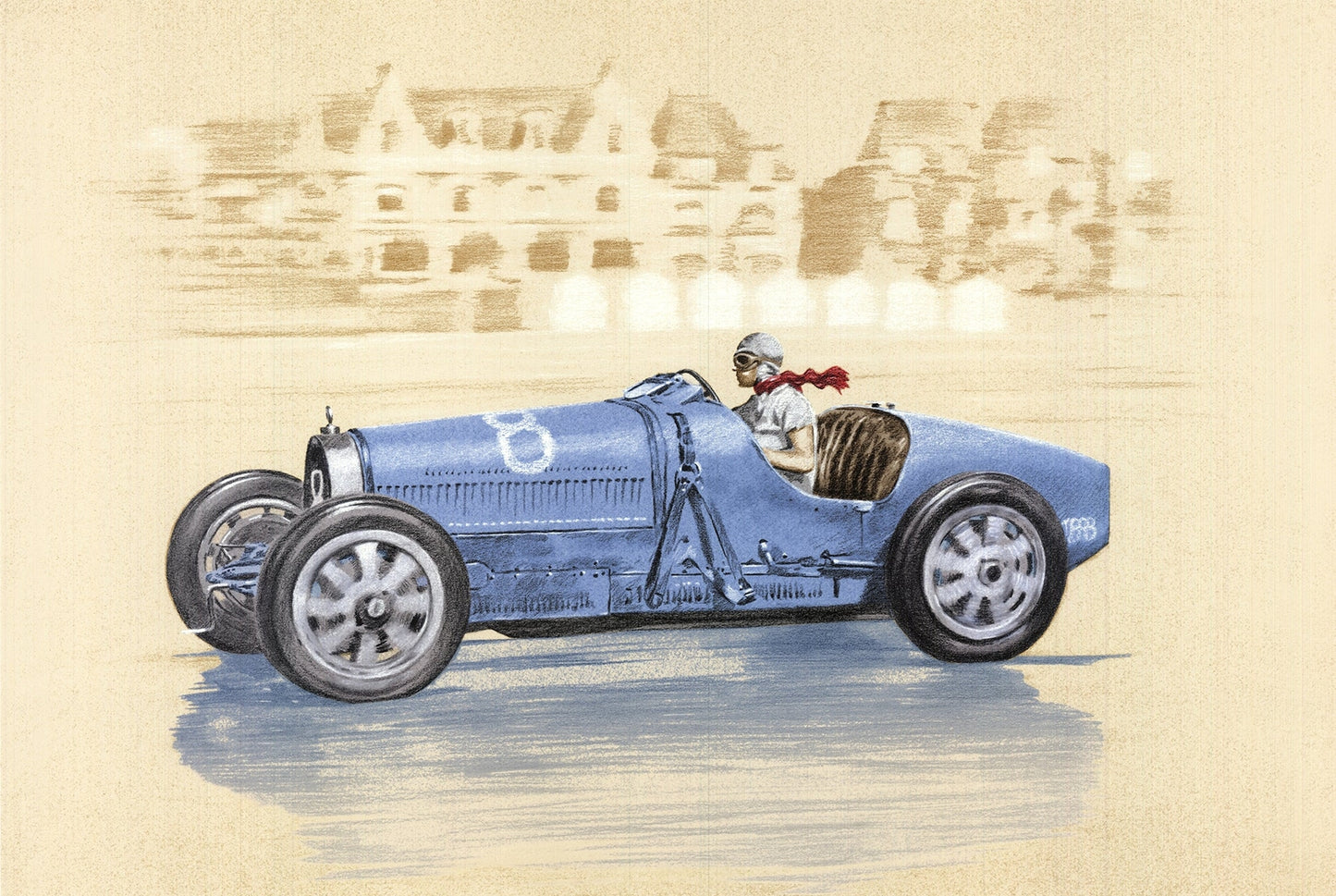 Xavier La Victoire Bugatti-Helle Nice Signed " Lithograph Cont