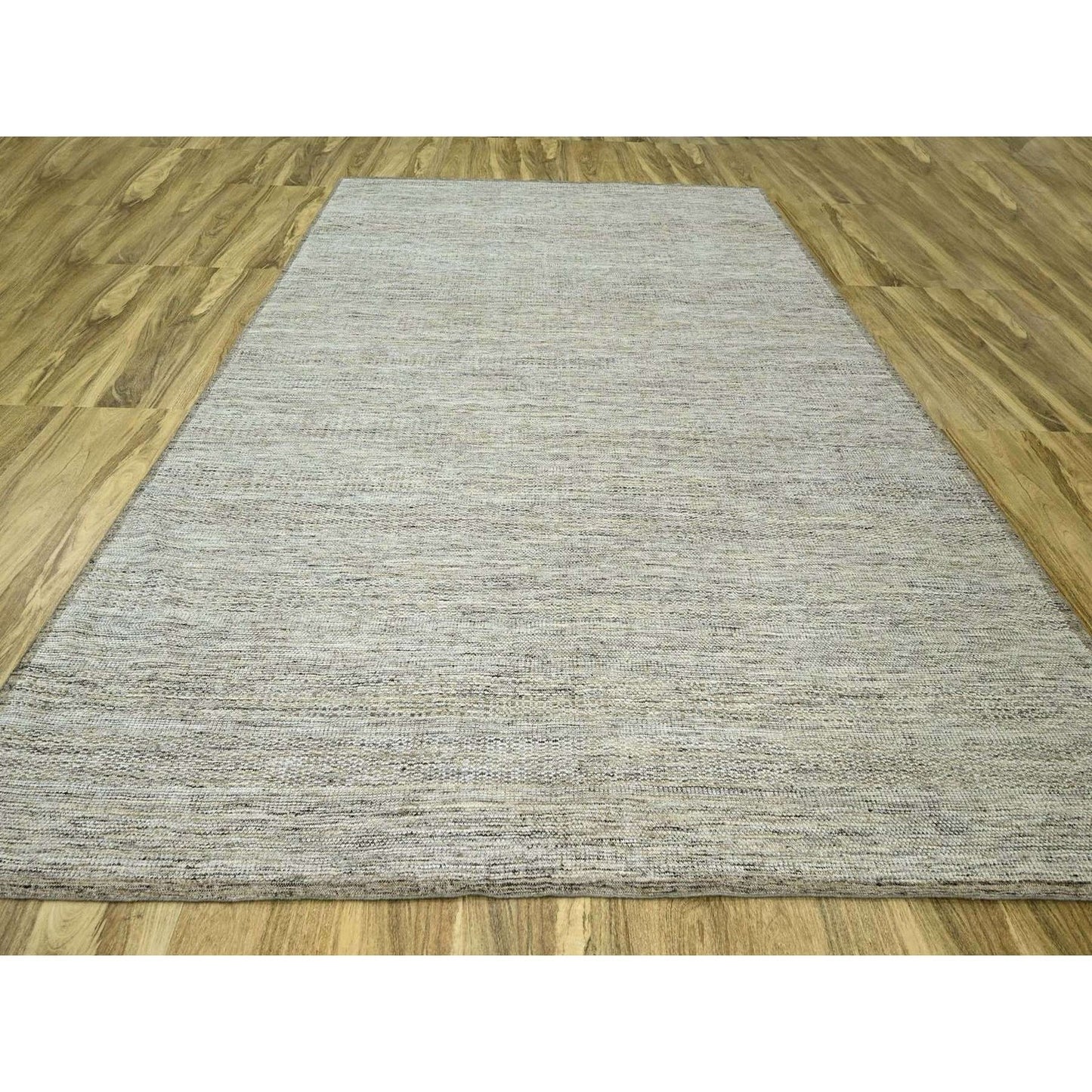 10'3"X13'9" Beige Hand Knotted Rug Distressed & Oxidized Grass Design Wool