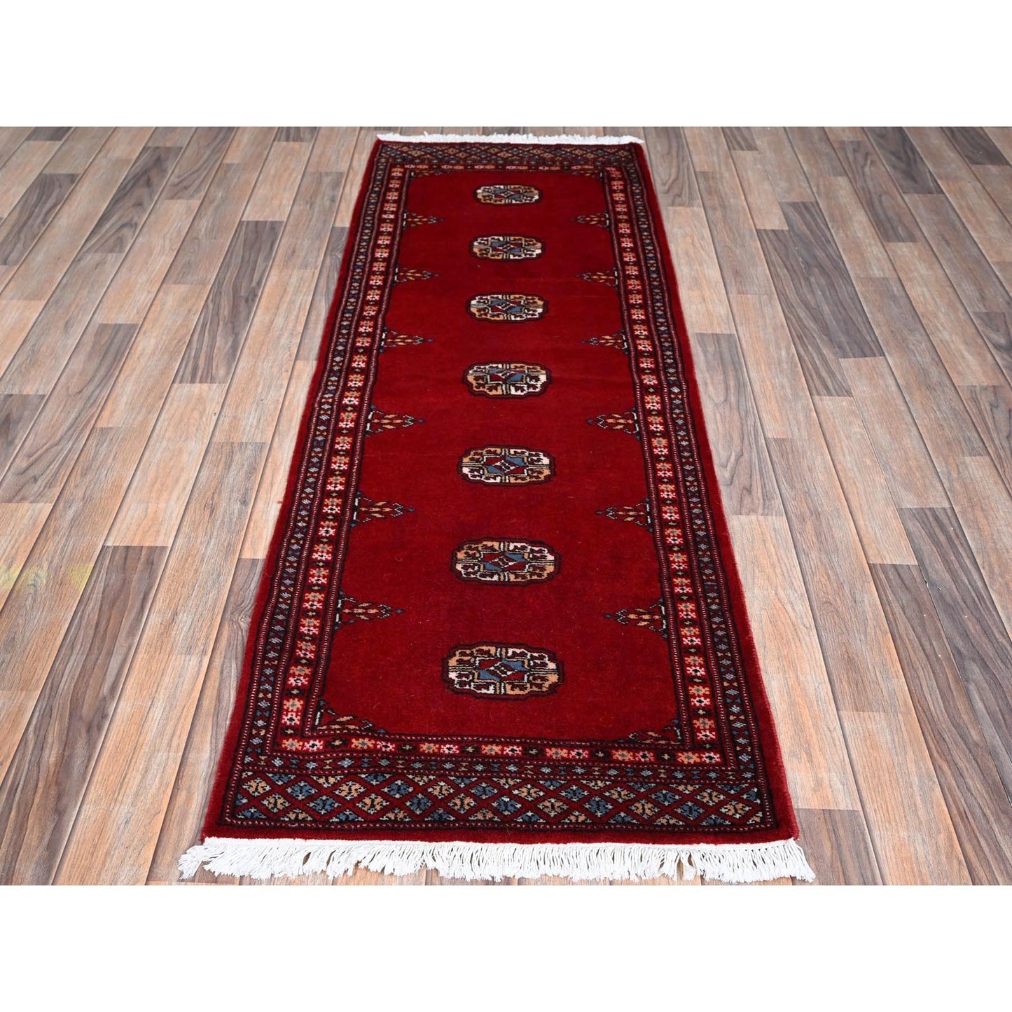 2'1"X6' Red Princess Bokara Soft Wool Hand Knotted Narrow Runner Rug