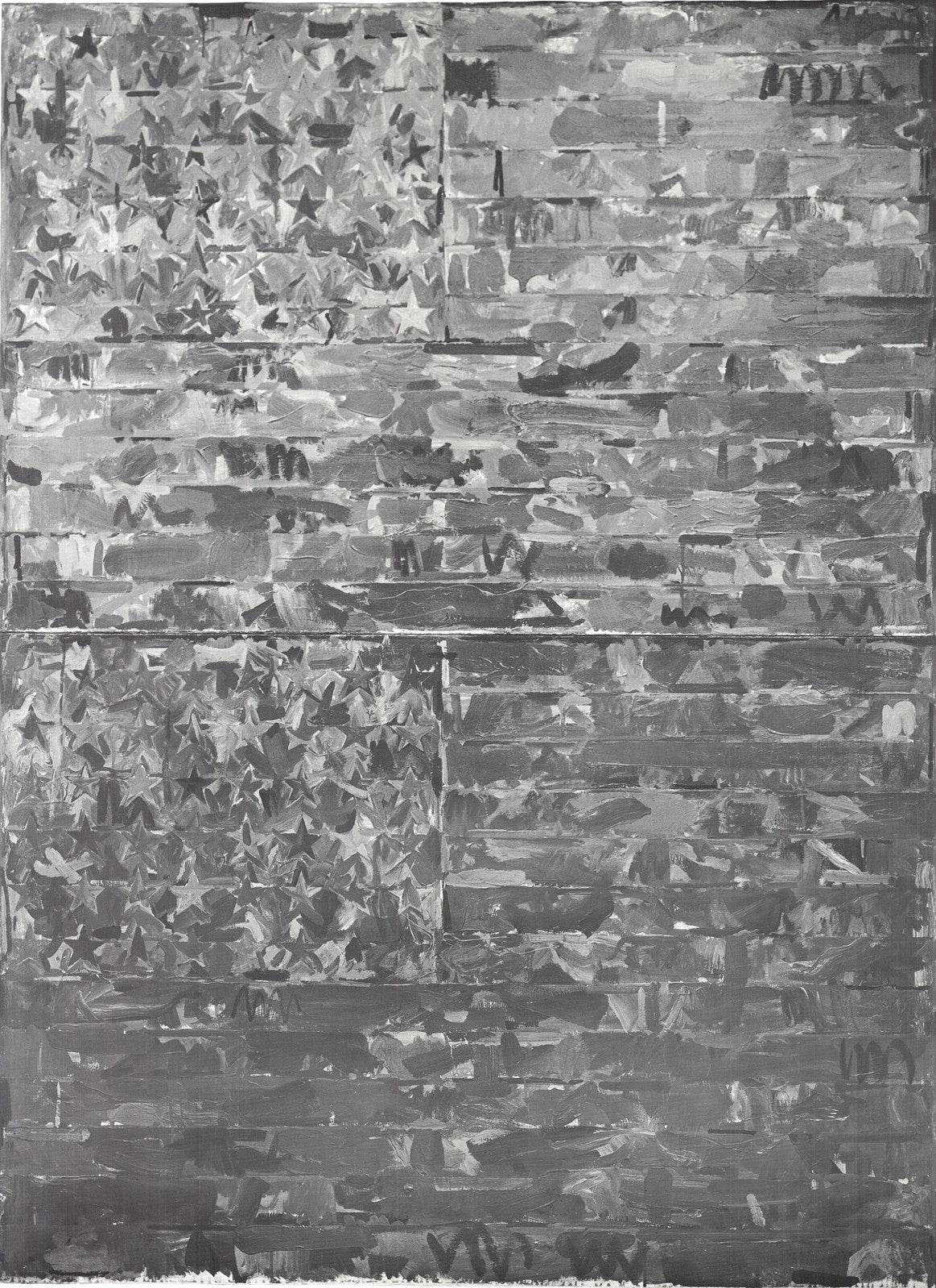 Jasper Johns Two Flags " Poster Pop Art Black & White, Gray
