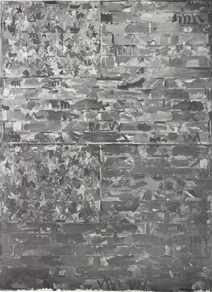 Jasper Johns Two Flags " Poster Pop Art Black & White, Gray