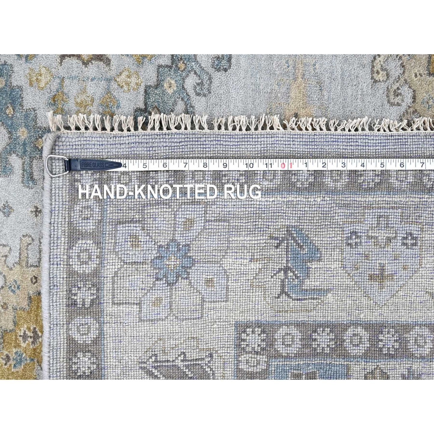 6'2"X9'1" Gray Zoroastrian Village Inspired Pure Wool Hand Knotted Rug