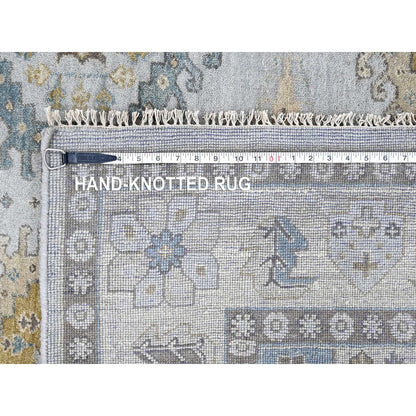 6'2"X9'1" Gray Zoroastrian Village Inspired Pure Wool Hand Knotted Rug