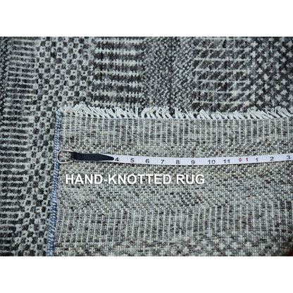 2'7"X18'5" Gray Hand Knotted Modern Grass Undyed Wool Xl Runner Rug