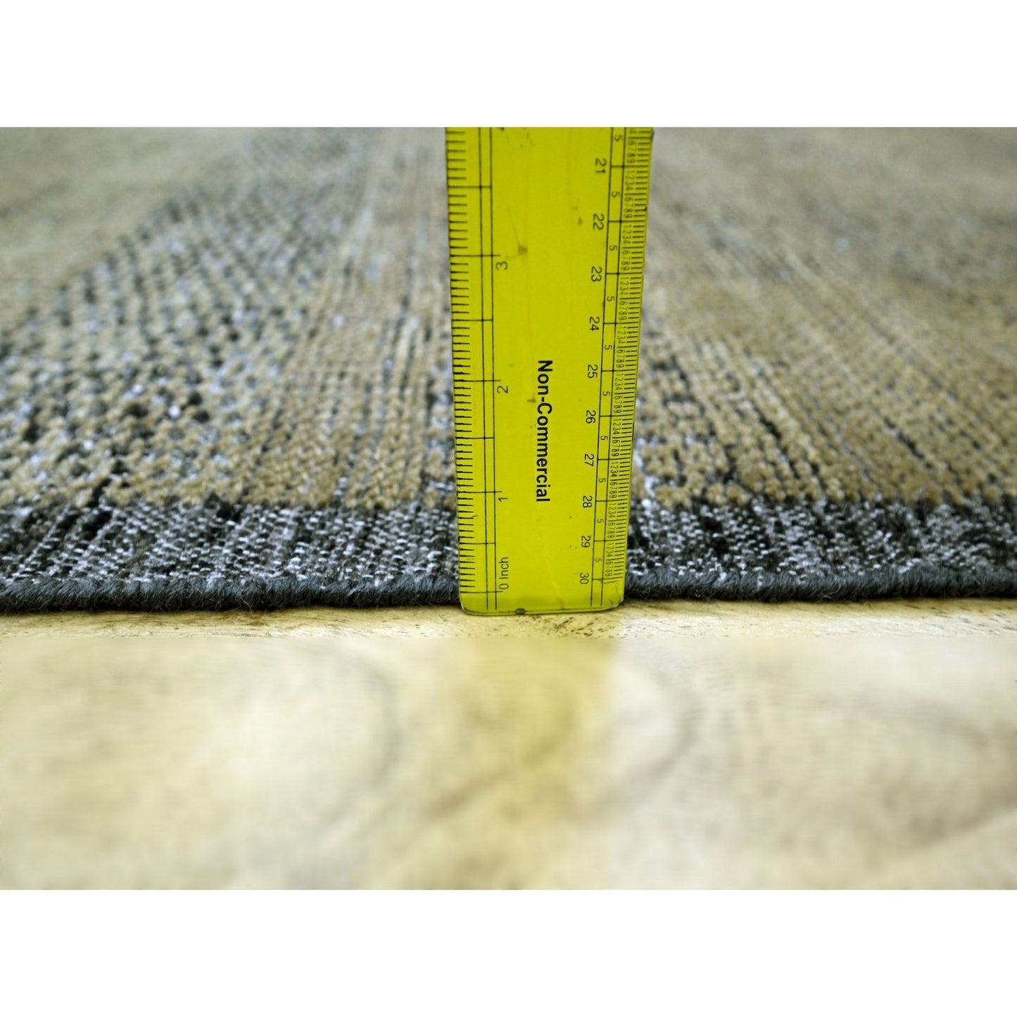 10'X14' Brown & Black Grass Design Hand Knotted Pure Wool Oriental Rug