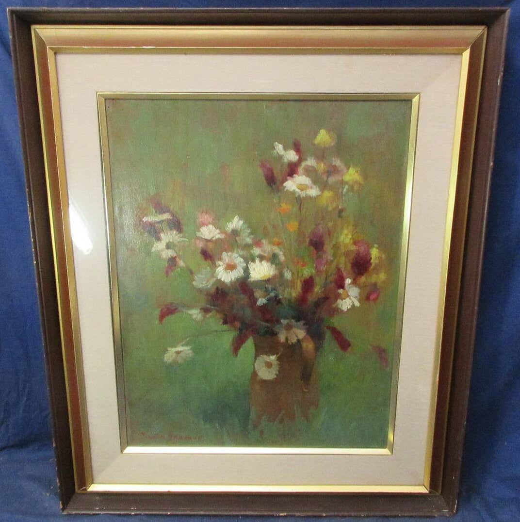 Yvette Dreanne Fleurs Original Oil Painting On Board Signed French Still Life