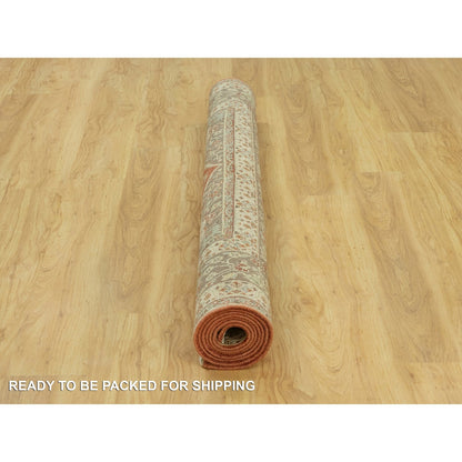 6'2"X9'1" Caliente Red Antiqued Haji Jalili Design Wool Hand Knotted Rug