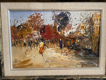 Luigi Cercua Original Oil Painting Paris Signed Canvas Knife Work W/ Frame
